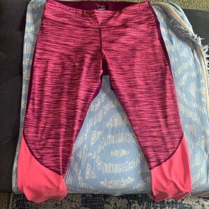 Old Navy Pink Space-Dye Leggings with Coral Colorblock Hem